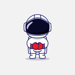 Wall Mural - Cute astronaut wearing boxing gloves
