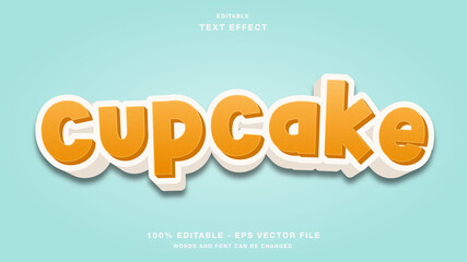 Wall Mural - cupcake 3d cartoon editable text effect