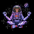 An ape astronaut meditate in space
