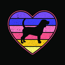 Beagle Dog, Valentines Day, Hearts, Dog, Love, Happy, Heart,, Grunge Texture Circle, Svg, Vintage Retro, Dog Breed
