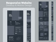 Website design dark mode. Responsive desktop and mobile wireframe. Landing page template.