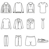 Fototapeta  - Zestaw ikon przedstawiających męskie ubrania.