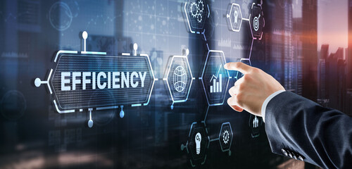 Wall Mural - efficiency. businessman presses the inscription on the virtual screen