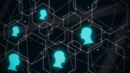 Wall Mural - human communication concept. connected hexagons with dots.