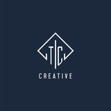 Fototapeta  - TC initial logo with luxury rectangle style design