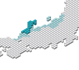 キューブドットの3D日本地図　北陸　石川