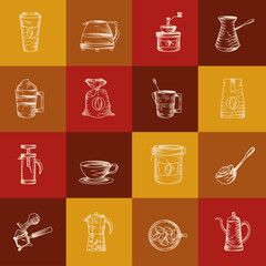 Canvas Print - collection icons coffee