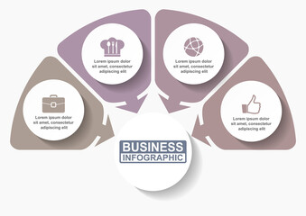 Leinwandbilder - Infographic vector template for presentation, editable diagram, graph, pie chart,  business concept with 4 colors options in eps 10