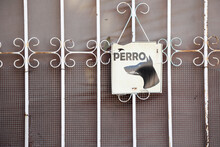 Guard Dog Sign In Spanish. Cabo San Lucas, Baja California, Mexico