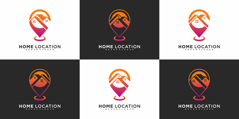 Wall Mural - Set of home location logo design template with modern gradients colour concept Premium Vektor