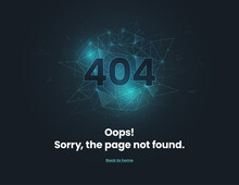 Abstract digital network connection 404 error page template.
