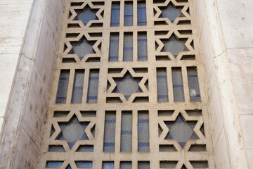 Jewish star decoration on the window of a synagogue in Budapest, Hungary