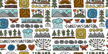 Abstract Nature Seamless Pattern For Your Design. Ethnic Ornament Style