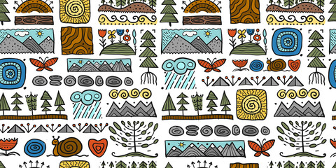 Poster - Abstract Nature Seamless Pattern for your design. Ethnic Ornament style