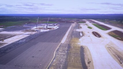 Wall Mural - Aerial drone view of the construction site of the new Western Sydney International Airport at Badgerys Creek in Western Sydney, NSW, Australia   