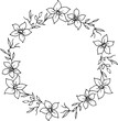 © Елена Челышева - floral black and white round wreath, hand-drawn