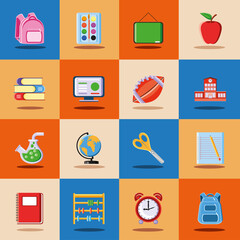 Sticker - school supplies icons