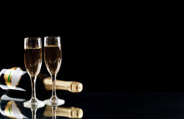 Canvas Print - New years eve celebration background with champagne