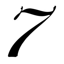 Vector Silhouette Of Number Seven On White Background