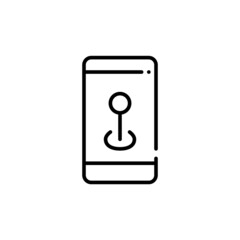 Wall Mural - location pin on a smartphone. pixel perfect, editable stroke icon
