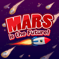 Wall Mural - Mars is the future cartoon poster