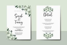 Wedding Invitation Frame Set, Floral Watercolor Digital Hand Drawn Lily Flower Design Invitation Card Template