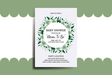 Baby Shower Greeting Card Lily Flower Design Template