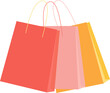 Three paper shopping bags. White background. Vector illustration. Flat style