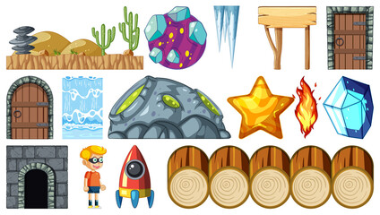 Wall Mural - set of isolated fantasy space objects