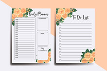 Planner To Do List Orange Dahlia Flower Design Template