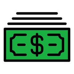 Sticker - Money cash icon. Outline money cash vector icon color flat isolated