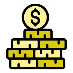 Wall Mural - Money coins icon. Outline money coins vector icon color flat isolated