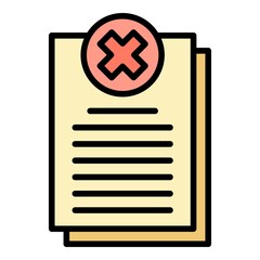 Sticker - Rejected report icon. Outline rejected report vector icon color flat isolated