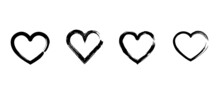 Grunge Heart Vector Shape. Hand Drawn Hearts. Hand Drawn Grunge Heart Vector Shape. Drawing With A Brush In The Shape Of Heart