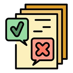 Sticker - Decline paper report icon. Outline decline paper report vector icon color flat isolated