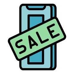 Canvas Print - Sale shop icon. Outline sale shop vector icon color flat isolated