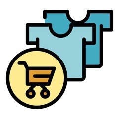 Sticker - Add item cart icon. Outline add item cart vector icon color flat isolated