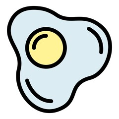 Sticker - Sport nutrition fried egg icon. Outline sport nutrition fried egg vector icon color flat isolated