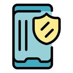 Sticker - Secured mobile pay icon. Outline secured mobile pay vector icon color flat isolated