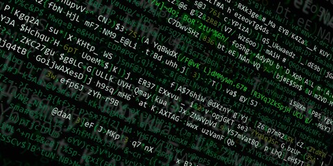 Programming screen of software developer. Program code background. Modern technology backdrop for advertisements.