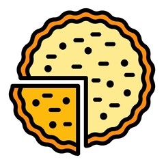 Sticker - Cutted apple pie icon. Outline cutted apple pie vector icon color flat isolated