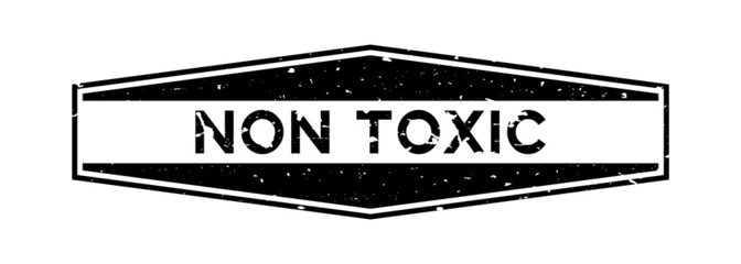 Sticker - Grunge black non toxic word hexagon rubber seal stamp on white background