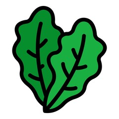 Sticker - Salad leaf icon. Outline salad leaf vector icon color flat isolated