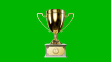 Prize Goblet With Pedestal On Green Screen, Isolated - Object 3D Illustration