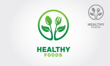 Healthy Foods Vector Logo Template. This Logo Is Great For Farmer Marketplace, Organic Food Market, Nutritionist, Food Charity, Healthy Lifestyle, Supermarket, Restaurant, Etc.