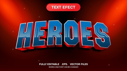 3D editable text effect and font style template, heroes themed