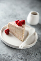 Canvas Print - Homemade crepes cake with raspberry cream