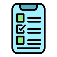 Sticker - Phone assignment icon. Outline phone assignment vector icon color flat isolated