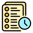 Assignment time icon. Outline assignment time vector icon color flat isolated