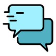 Chat speed icon. Outline chat speed vector icon color flat isolated